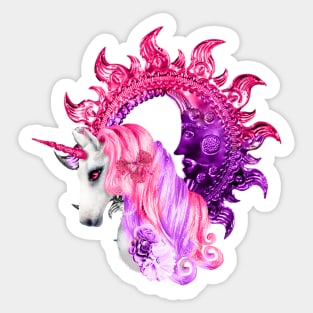 Wonderful colorful unicorn with flowers Sticker